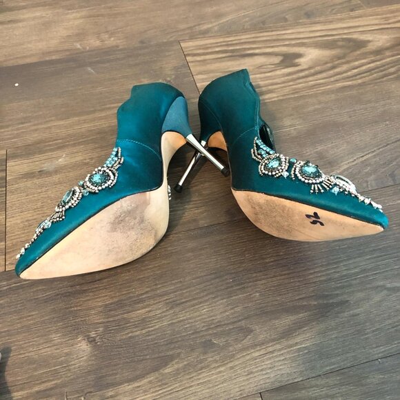 Emerald Jeweled Stiletto Heels size 8M - Picture 6 of 7
